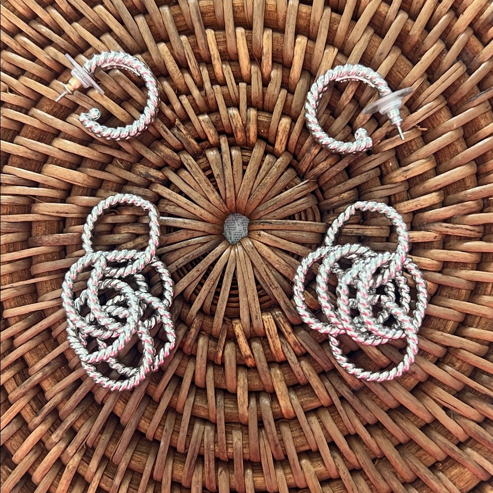 Chic Erwin Pearl Twisted Silver color Earrings.